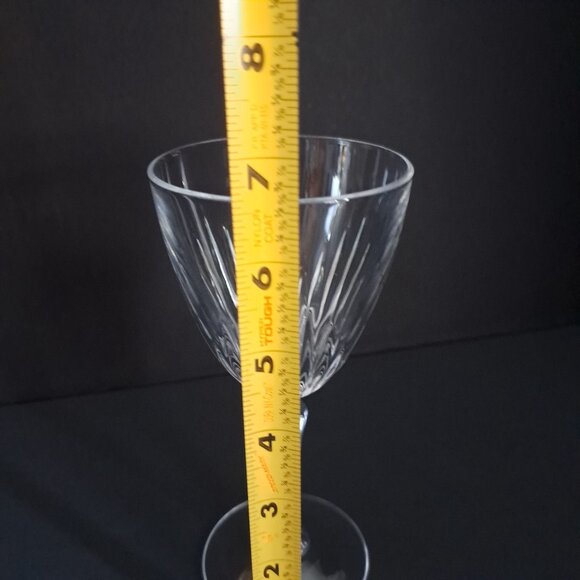 Cristal de Flandre Wine Goblet 6.5" Austria Clear Cut Panel Stem Glass Elegant - Picture 10 of 11